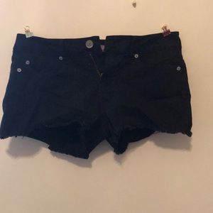 Black denim shorts